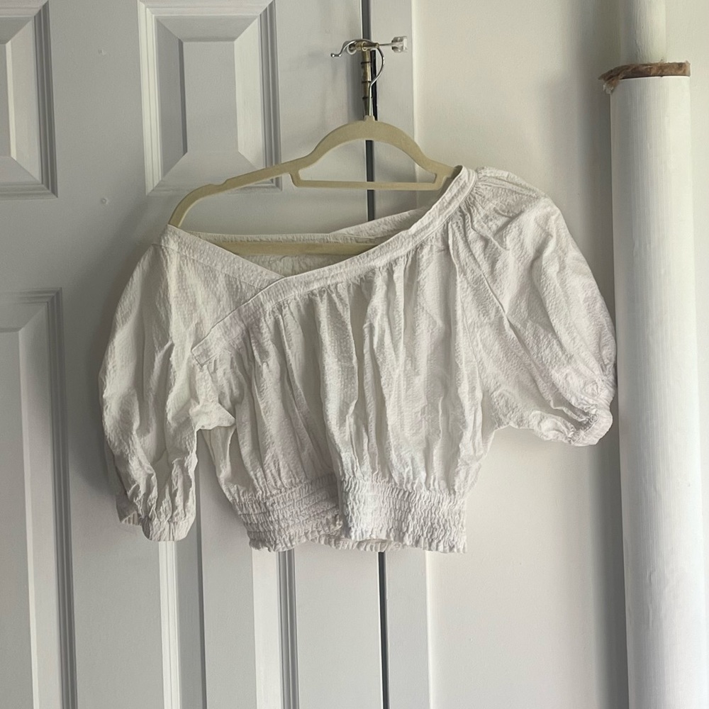 Rachel Comey White crop over the shoulder shirt